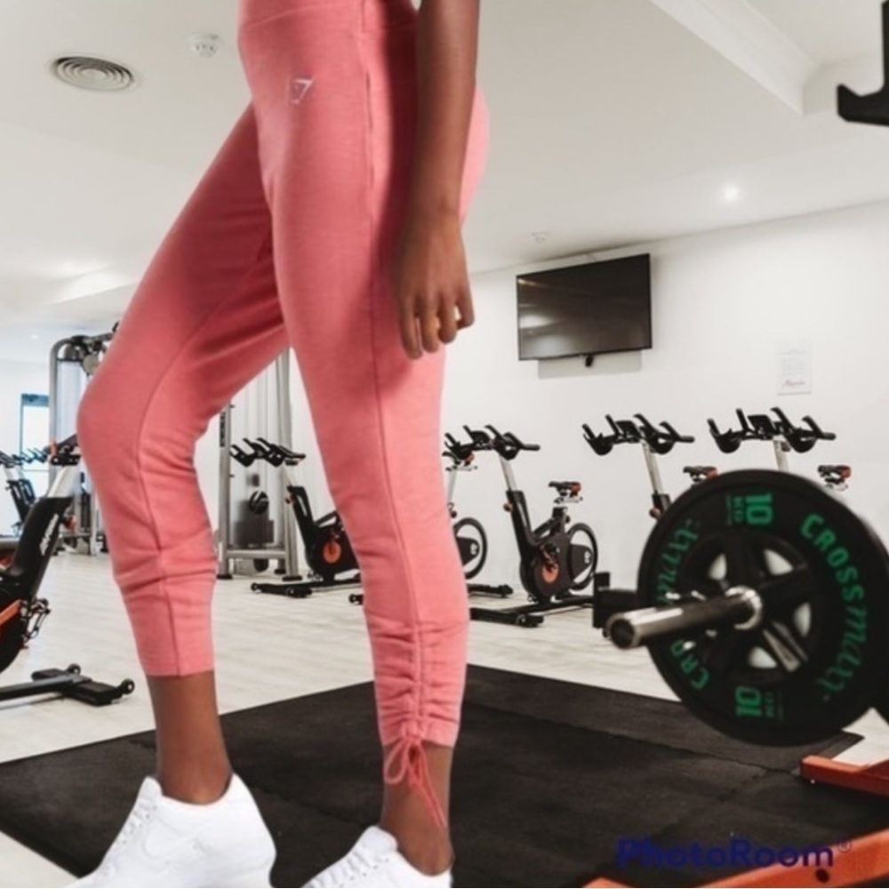 GYMSHARK High-Rise Ruched Slim Fit Joggers Salmon Pink Athletic Size XS